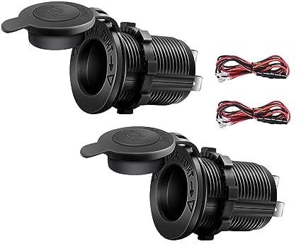 2 Stück 12v Steckdose,Zigarettenanzünder, Wasserdicht Marine Grade 12V Gleichstrom-Feuerzeugsteckdose Steckdose für Boot Motorrad Auto, mit 0,6m Anschlusskabe …