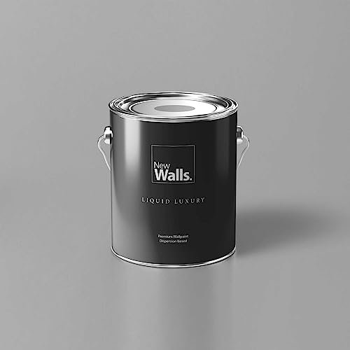 New Walls Premium Wandfarbe Grau, Silber Liquid Luxury Dispersionsfarbe für Innenräume – 5 L