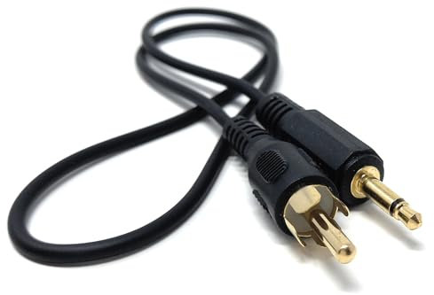DRUT 0.5m 3.5mm Mono Jack Plug To RCA Phono Single Plug Lead Cable 1.6ft Black Gold