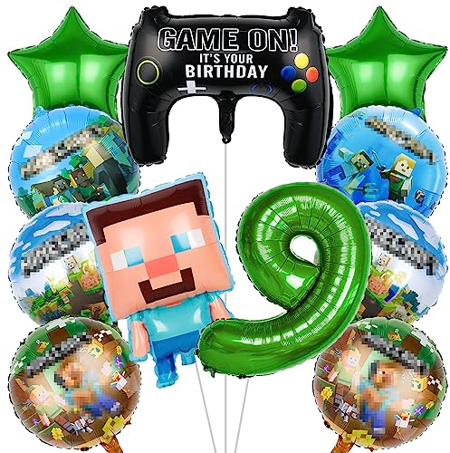 IRONIUM 11 Stück Pixe Geburtstagsdeko 9 Jahre Jungen, Videospiel Luftballon Set Deko Geburtstag, Game Player Ballon Set für Kindergeburtstag Party (9)