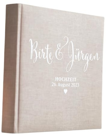 Hochzeit Gästebuch/Fotoalbum aus Leinen, minimalistisch, personalisiert mit Namen
