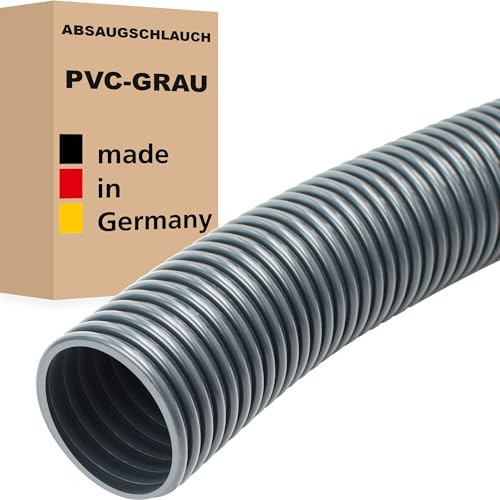 Absaugschlauch GRAU PVC Saugschlauch Spiralschlauch Flexschlauch leicht & flexibel Made in Germany (100 mm, PVC, 5 m)