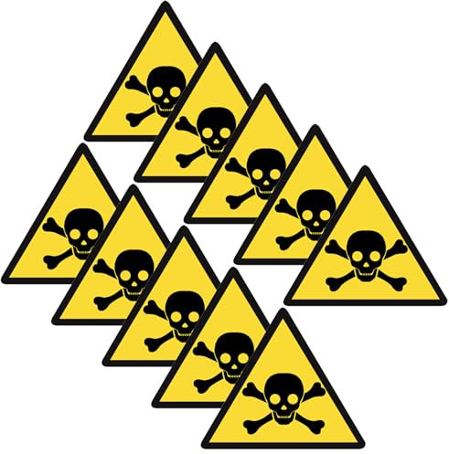 Haobase 10 Pcs Poison Skull & Crossbones - Danger Safety Caution Warning Sign Sticker - 5 cm x 4.3 cm - Self Adhesive Vinyl