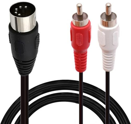 HTGuoji 5-poliges Midi-auf-Cinch-Kabel, 5-poliger DIN-Stecker auf 2 Cinch-Phono-Stecker, Audio-Kabel für Bang & Olufsen, Naim, Quad, Stereo-Systeme (50 cm)