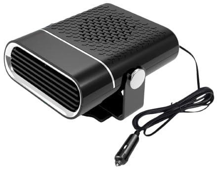 RUDFUZ Chauffage de voiture 24 V 260 W multifonction portable désembueur dégivreur avec prise allume-cigare 2 en 1 fonction de chauffage et de refroidissement rapide, réglage libre à 360 ° pour les