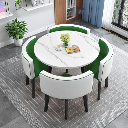 ZMIN Büro-Konferenztisch, Kleiner Besprechungstisch, Büro-Empfangstisch, runder Tisch, einfacher Küchen-Esstisch-Set, 1 Tisch, 4 Stühle, Besprechungen, Verhandlungstisch, 80 cm,I,80 * 80 * 75CM