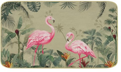 comfoyar Flamingos Door Mat, Summer Decorative Mat, Non Slip Rubber Backing Welcome Floor Mat for Indoor Entry, Patio, Garage 43 x 75cm