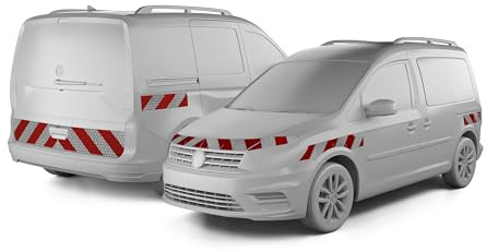 reflecto Warnmarkierung passgenau für VW Caddy V Maxi, Komplettsatz | Baujahr ab 2021 mit Heckklappe - rot-weiß, selbstklebend - aus Orafol ORALITE 5921M Reflexfolie - gemäß DIN 30710