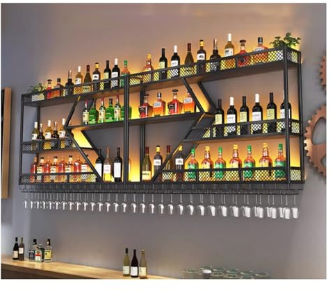 casier à vin,MAGICLULU 4 Pièces Casier à Vin Table à Vin Porte-vin De Bar Porte-Bouteille De Vin Étagère à Vin en Métal Étagères De Rangement en Métal Cuisine Facile Acier Inoxydable Décorer