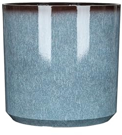Garden Gear Blue Glazed Cylinder Planters 31cm Diameter Flower Pot Indoor and Outdoor Patio Pathway Durable Pot (1)