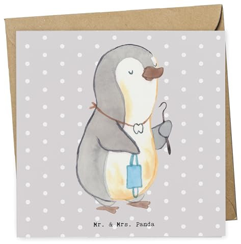 Mr. & Mrs. Panda Grußkarte Zahnarzt Herz - Geschenk, anlasskarte, faltkarte, Glückwunschkarte, doppelkarte, Klappkarte