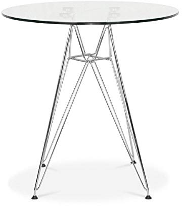 MAESTRO FERRETERO MF - Mesa de Comedor de Diseño Modelo Tower - Base cromada, Tapa en Cristal Templado Redonda 90 cms de diámetro -