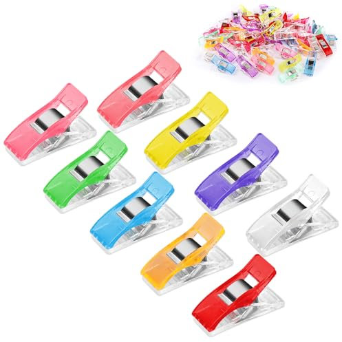 54 Stück Nähklammern stoffklammern,Nähklammern Kunststoff 2.7 x1cm,Nähclips 6 Farben für Nähen, Quilting Clips, Häkeln,für Quilting Halten Stofflagen Fest Zusammen, Nähmaschinenhelfer Kurzwaren