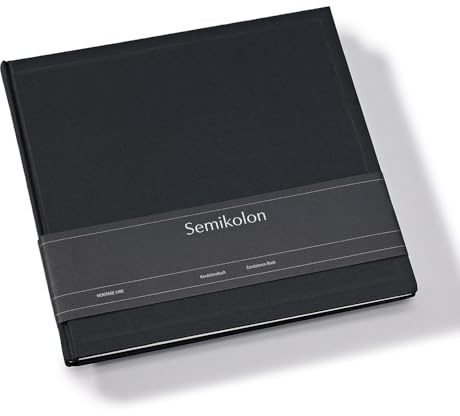 Semikolon 371941 Kondolenzbuch - 25 x 24 cm schwarz - 100 blanko Seiten - für Trauer-Feier, Beerdigung, Urnen-Beisetzung - Englisch