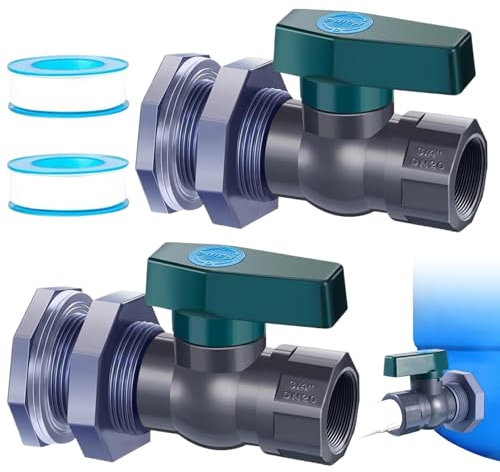 Rain Barrel Overflow Hose,2 Pcs Rain Barrel Spigot 3/4 Kit in Plastic Rain Barrel Spigot with Bulkhead Fitting and Hose Adapter for Water Tanks, Aquarium, Tubs, Pool, Garden Barrel