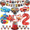 42 Stück Cars Geburtstagsdeko 2 Jahre, Cars Kindergeburtstag Deko Cars Luftballons Geburtstag Dekorationen mit Banner für Kinder Jungen Mädchen Auto Themenpartys Dekorationen
