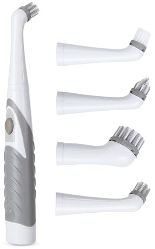 Albert Austin Electric Scrubber Automatic Power Scrubber with 4 Interchangeable Heads High Speed Spin Electric Cleaning Brush Battery Powered Electric Scrubbing Brush for Home Bath Bathroom Kitchen