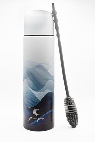 Thermos café isotherme 500ml bleu océan – Thermo inox sans BPA avec tasse & brosse – Étanche double paroi chaud/froid – Idéal pour café, travail, voiture, voyage – Design sobre & pratique PIMPO