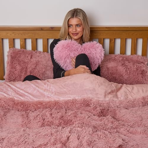 Dolce Vari Snuggle Scape Luxury Fleece Bedding Set Warm & Cozy Super Soft Fluffy Fur King Duvet Cover Set - Ultimate Comfort (Blush-Pink, King)