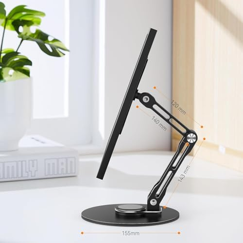 EWIGE Ständer für TV Monitor Ständerhalterung 360° Drehfunktion für VESA100x100, 75x75mm aus Aluminium (Schwarz)