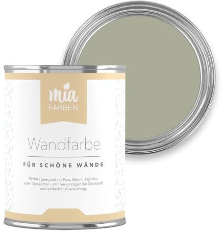 miafarben Wandfarbe für Wände & Tapeten 2,5L - sanfte, matte Farbtöne, hochdeckend (Zarter Olivenflair)