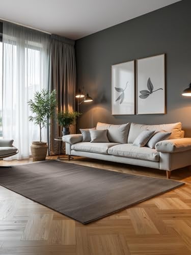 Elle Decoration Design Teppich Dolomite - Moderner Wohnzimmerteppich, Kurzflor, Gestreiftes Muster, Weich, Glamourös, Glanz-Effekt für Wohnzimmer, Schlafzimmer, Flur - Creme Anthrazit, 160x235cm