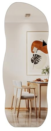Muzilife Asymmetrischer Wandspiegel Rahmenloser Spiegel, 160x60cm Ganzkörperspiegel Unregelmäßiger Großer Wandspiegel mit MDF-Rückwand für Wand Wohnzimmer Flur Eingang Deko