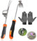 Anyingkai 2 Pezzi Estirpatore Erbacce Manuale,Sarchiatore per Erbacce,Manuale con Manico in Gomma,Giardinaggio Attrezzi Inox per Rimuovere Le Erbacce dal Giardino