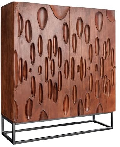 Riess Ambiente Massives Highboard Dune 120cm - walnuss-braun schwarz - Akazienholz Metall - 3D-Design