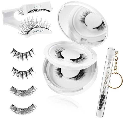 Zyiphor 2 Paires Faux Cils Magnetique Naturel, Magnetic Lashes avec Applicateur, Faux Cil Magnetique Sans Colle Facile à Porter Pour Les Maquillage Rapide Débutants une Fête, un Cadeau
