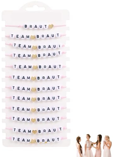 12 Stück JGA Armbänder Frauen,Team Braut Armbänder,JGA Accessoires Junggesellenabschied Frauen,Team Bride Armband Rosa,JGA Deko für Hochzeitsgeschenke,Bachelorette Party,Brautjungferngruppen