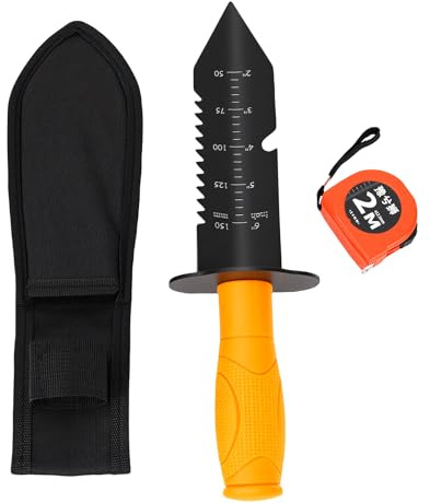 ViaGasaFamido Heavy Duty Serrated Digger, Alloy Steel Metal Digging Shovel with Sheath, Ideal for Gardening and Treasure Digging Projects