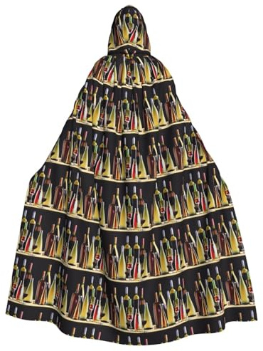 LYDIFSSRL Cocktail Glasses And Wine Bottles Print Full Length For Adults And Kids Hooded Cloak Halloween Costume For Cosplay Events