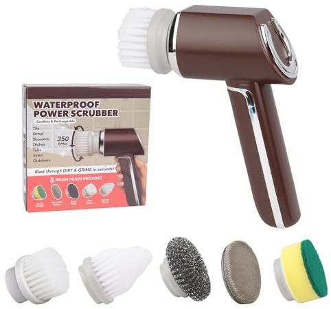 Handheld Electric Cleaning Scrubber, 5-in-1 Electric Spin Type-C Rechargeable Rotating Cleaning Brush Power Scrubber for Kitchen, Bathroom, Bathtub, Sink, Car, Wall, Floor