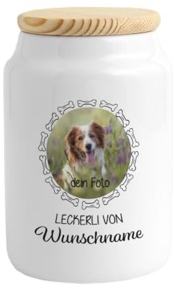 Personalisierbare Leckerli Dose Hund mit Foto und Wunschname Keksdose
