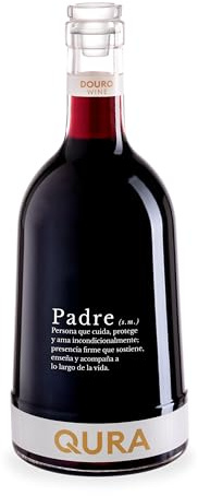 QURA Botella Vino Tinto DOC Douro | Estuche con Etiqueta Personalizada Padre | Regalo Original Día del Padre | Regalos para Hombre