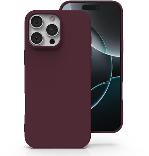 Zuvirelx Silicone Case for iPhone 16 Pro Max, Soft Grip, Thin, Minimalist, Shockproof, Non-Slip, Pocket-Friendly - Burgundy