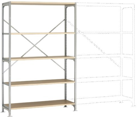 Manuflex Lagerregal Budget, Grundregal mit 5 Holzverbundböden, HxBxT = 2000x1280x500 mm