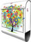 banjado® Design Briefkasten mit Märchenzauberbaum 38,5x46,5x13cm & 2 Schlüssel - Briefkasten Stahl Silber mit Zeitungsfach pulverbeschichtet - Postkasten A4 Einwurf inkl. Montagematerial