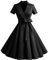 Timormode Robe Années 50's Audrey Hepburn Rockabilly Swing,Plissé Robe à Manches Courtes 10084Black L