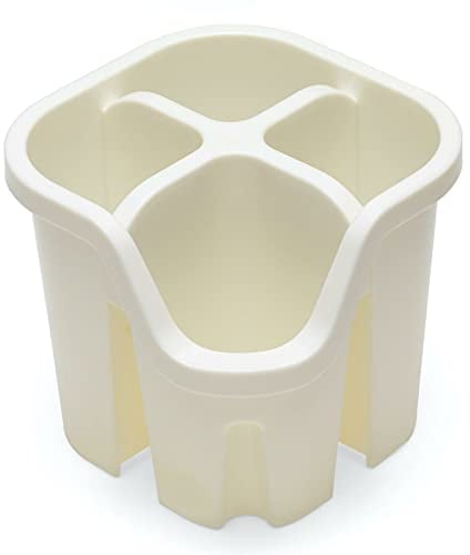 Addis 517940 Cutlery Utensil Drainer Caddy with 4 Compartments, Linen Cream, 14 x 14 x 13 cm