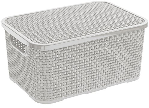 Branq Rattan Aufbewahrungsbox mit Deckel 10 Liter grau