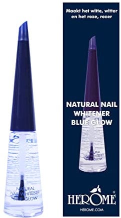 Herome Nagelaufheller (Nail Whitener) Blue Glow - Whitening Nagellack - Akzentuiert die Natürliche Rosa Farbe des Nagels und die Nagelränder Werden Weißer - 10ml.