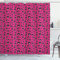 ABAKUHAUS Hunde Duschvorhang, Bullterrier-Hundeköpfe auf Rosa, Stoffliches Gewebe Badezimmerdekorationsset mit Haken, 175 x 200 cm, Hot Pink Schwarz