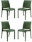 Silla apilable de polipropileno, moderna, para interiores y exteriores, jardín, bar, cocina, modelo Volga (verde, 4 sillas)