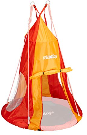 Relaxdays Tente pour balançoire en nid 90 cm accessoire jardin siège rond revêtement, rouge-orange