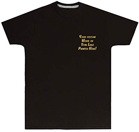FunkyShirt Personalised Workwear Logo Tshirt Company Professional Business Work wear top tee Tshirt t Shirts Printed Tshirts with Any Text Words Top Customised (Black, XL - Unisex)