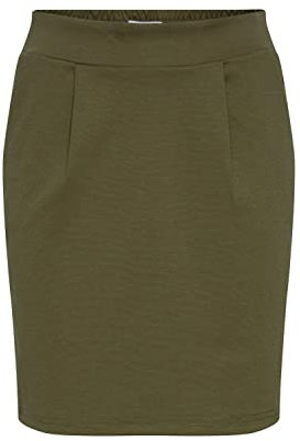 ICHI IHKATE SK Damen Kurzer Rock Minirock mit Stretch und Elastikbund, Größe:M, Farbe:Kalamata (13024)