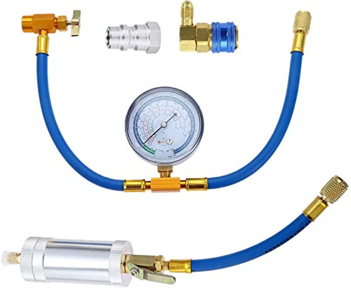 SURIEEN R134A AC Oil Injector Tool Kit, R134A Refrigerant Recharge Kit, R134A Refrigerant Oil with Gauge, R12 to R134A Conversion Adapter for R134A Air Conditioner System