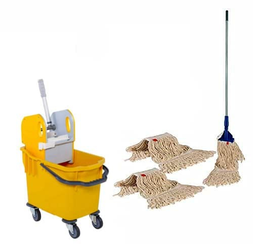 Bayersan Floor Cleaning Kit For Household & Commercial Use | 25l Bucket | Complete Mop | Mop Heads | Mopping Sets (Yellow)
